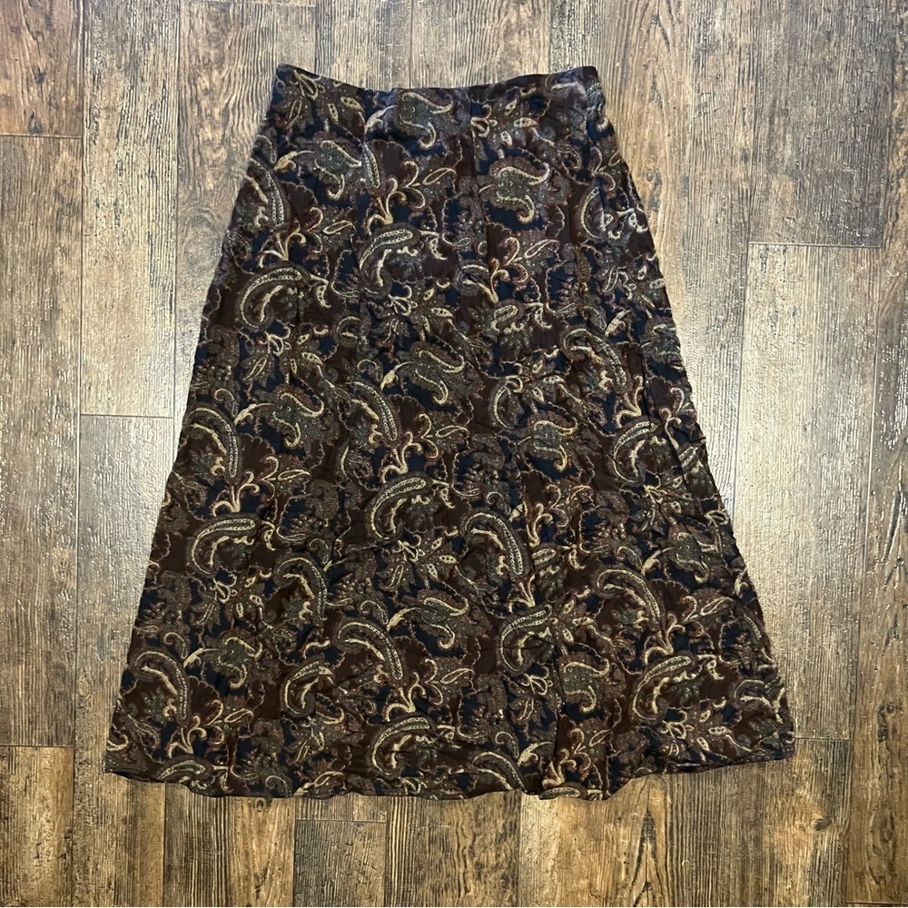 Robyn’s Faune Vintage Rayon Paisley Fall Midi Skirt Size Large